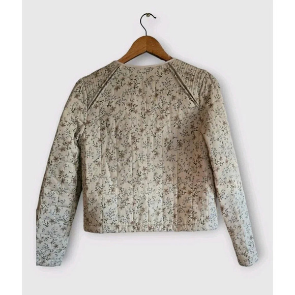 BLANK NYC X Anthropologie  Jacket Women's XS Tan Floral Forest Quilted Zip Up - Picture 7 of 11